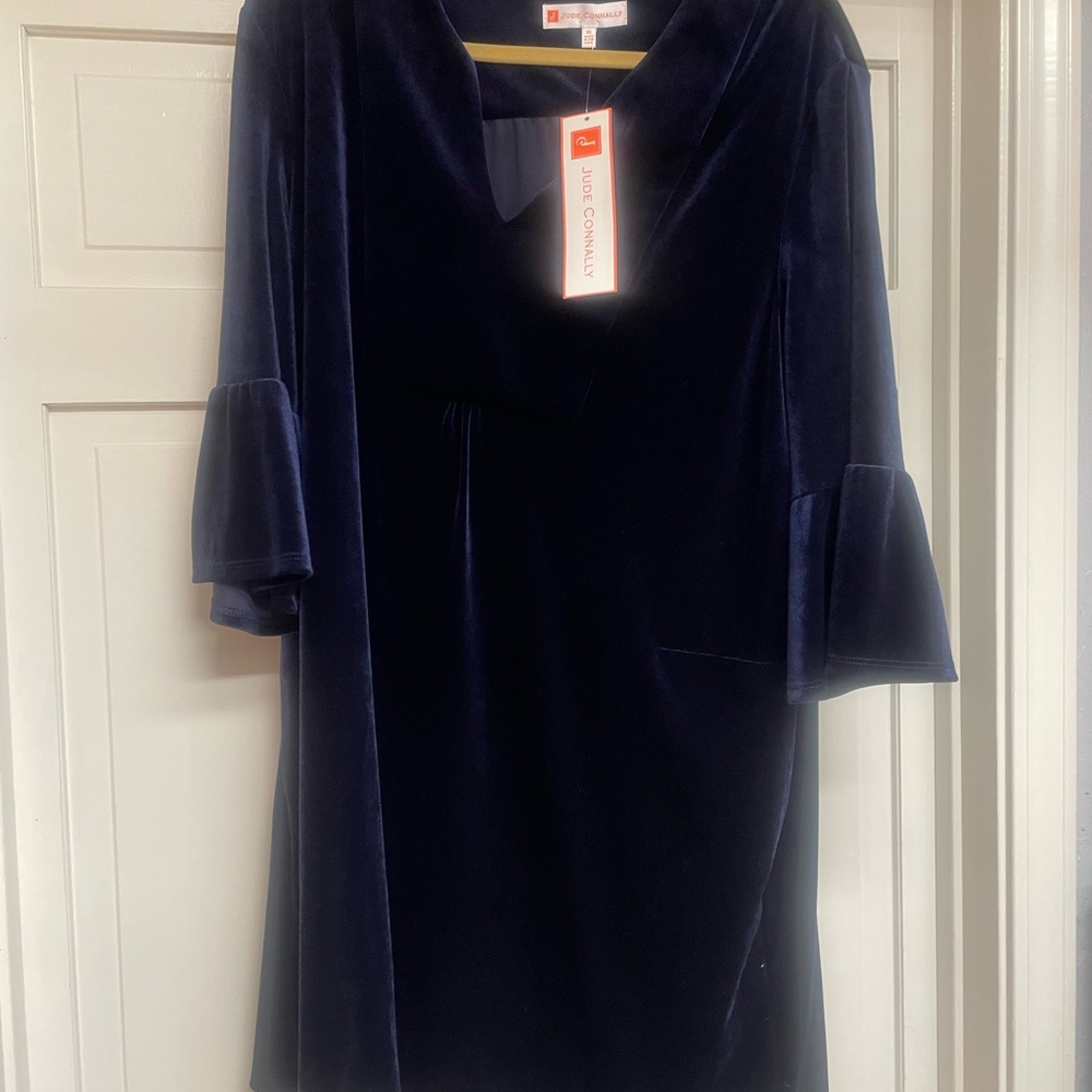 NWT Jude Connolly Elegant Navy Velvet Dress. Size XL